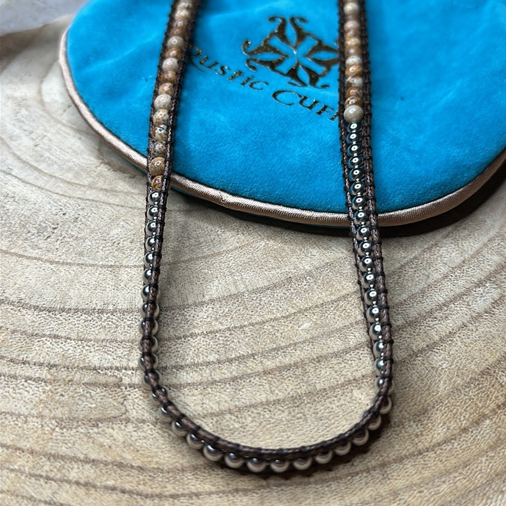 Rustic Cuff bracelet double wrap - Picture 2 of 6